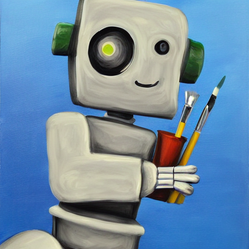 Jasper AI Art of Robot holding paintbrushes